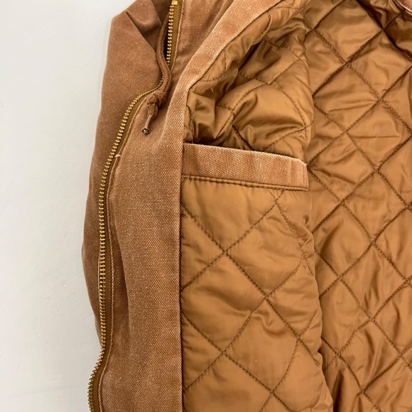 Cornerstone Mens XL Bomber Jacket Brown Full Zip Hooded Insulated Workwear - Picture 3 of 11